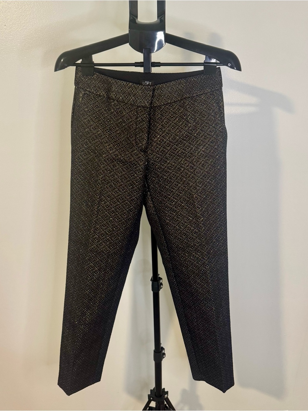 LOFT Patterned Black Dress Pants